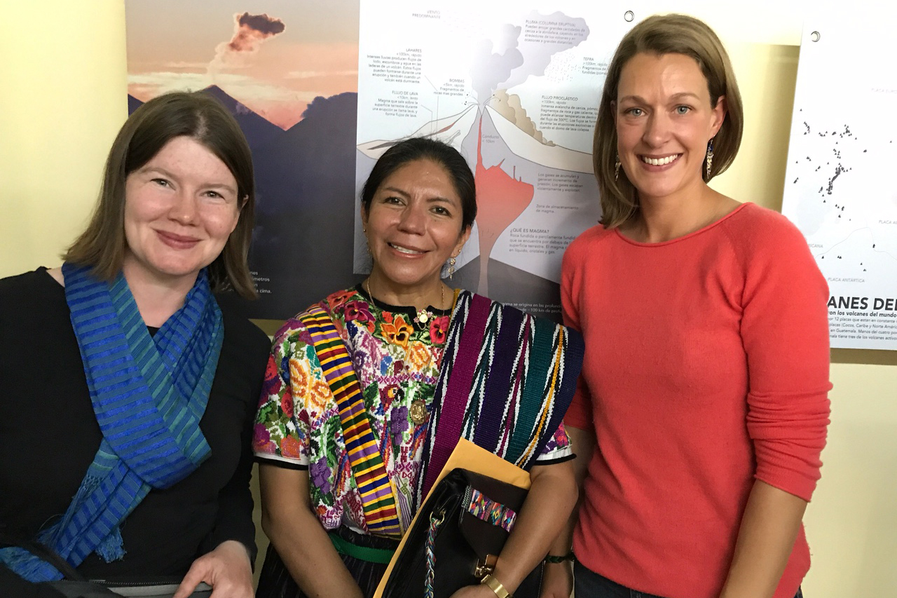 Gabby and Stephanie with a representative from the Ministry of Foreign Affairs during the exhibit opening.